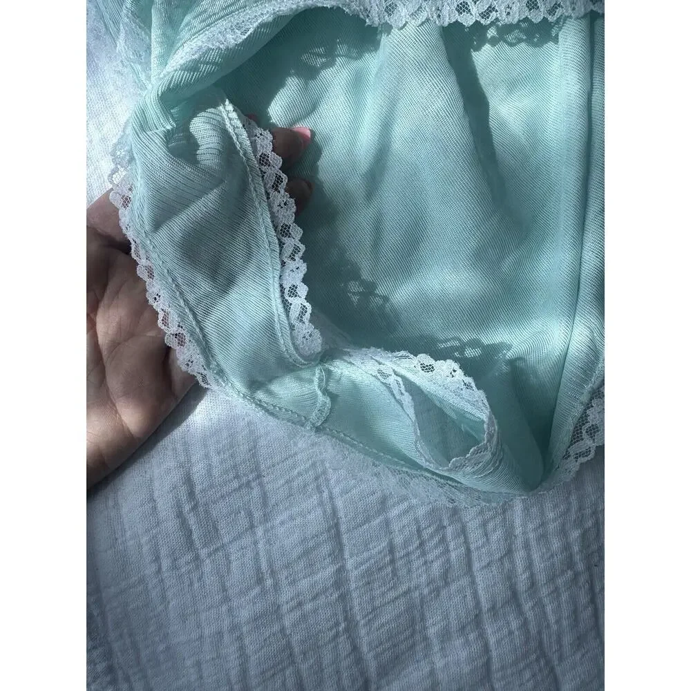 Vintage Elissa Size Medium High Leg Mint Teal Lace Lingerie Set - Picture 3 of 10